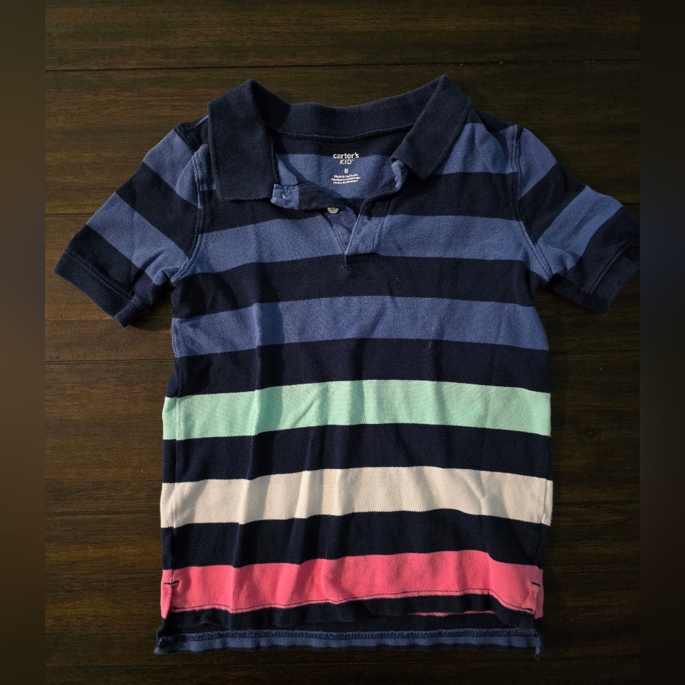 Carter's Blue and Pink Striped Polo Shirt